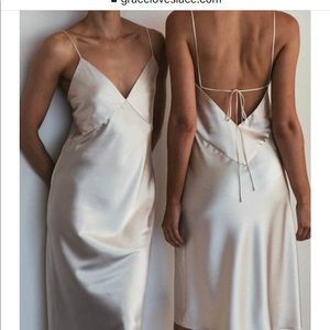 Grace Loves Lace Silky Satin Midi Moonshine, S